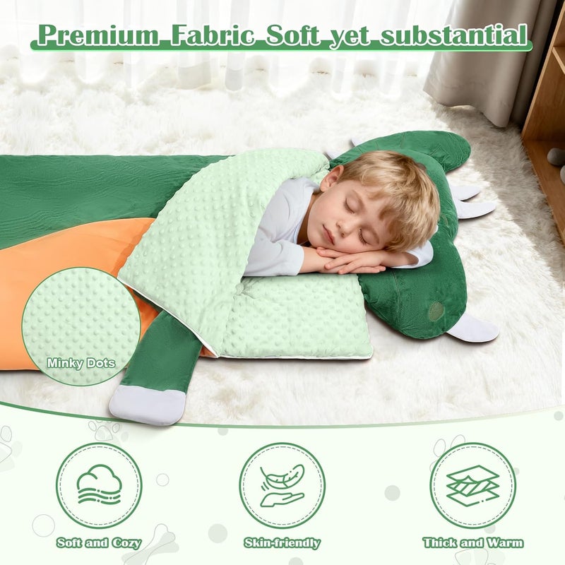 alldomess Toddler Nap Mat,Elephant Kids Sleeping Bag 67‘’×27‘’,Extra Large Slumber Bag Thick with Removable Pillow for Girls Boys,Soft Plush Roll Up Sleeping Mat Lightweight for Preschool,Daycare,Travel - Image 4